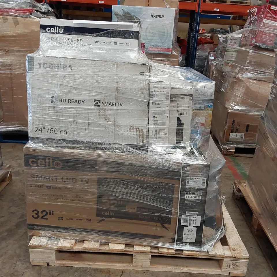 PALLET OF APPROXIMATELY 21 UNPROCESSED RAW RETURN TELEVISIONS TO INCLUDE;