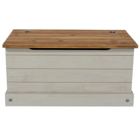 BOXED CORONA GREY WASHED WAX FINISH STORAGE TRUNK (1 BOX)
