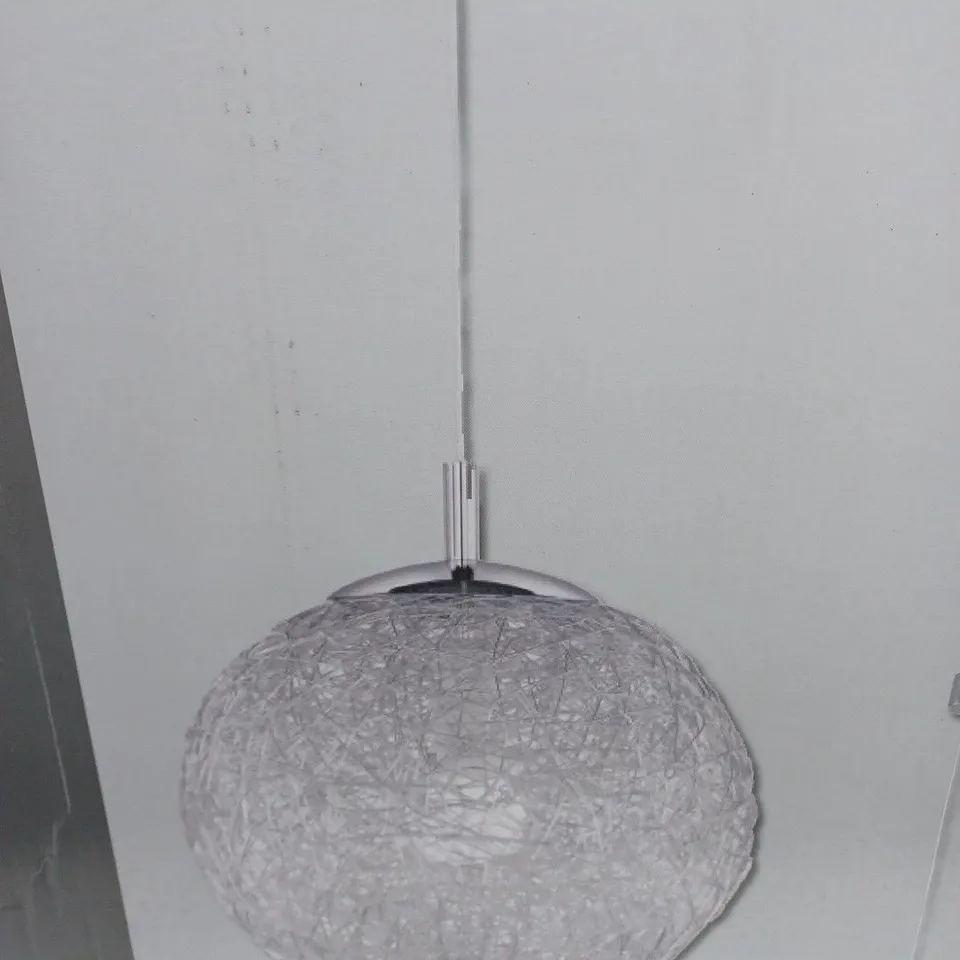 BOXED PAUL NEUHAUS WOMBLE 1 LIGHT GLOBE PENDANT IN CHROME 135CM