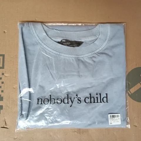 BAGGED NOBODY'S CHILD RAW EDGE RELAXED T-SHIRT IN BLUE SIZE MEDIUM