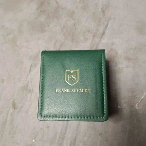 FRANK SCHMIDT FS WRISTWATCH – ROSE GOLD-TONE CASE, BROWN LEATHER STRAP, BOXED