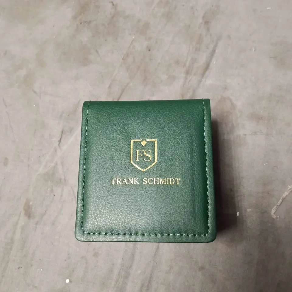 FRANK SCHMIDT FS WRISTWATCH – ROSE GOLD-TONE CASE, BROWN LEATHER STRAP, BOXED