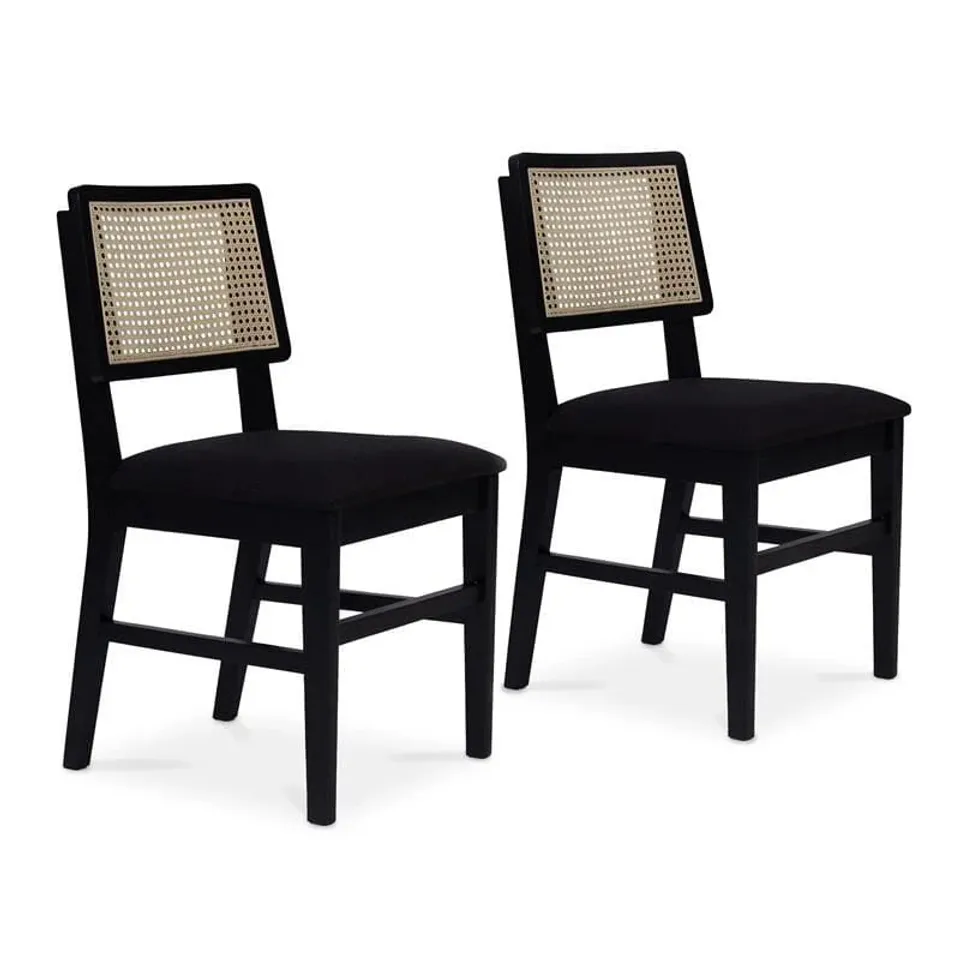 BOXED LAURA JAMES CHARLIE DINING CHAIRS (SET OF 2) - NOIR BLACK (1 BOX)