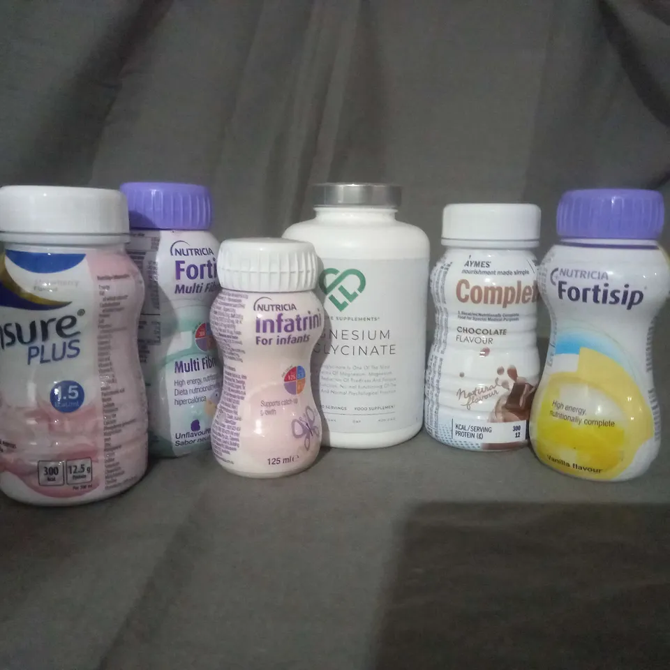 APPROXIMATELY 25 ASSORTED NUTRITIONAL PRODUCTS TO INCLUDE NUTRICIA HIGH ENERGY VANILLA FLAVOUR, NUTRICIA MULTI FIBRE UNFLAVOURED, AYMES COMPLETE NUTRITION CHOCOLATE FLAVOUR.