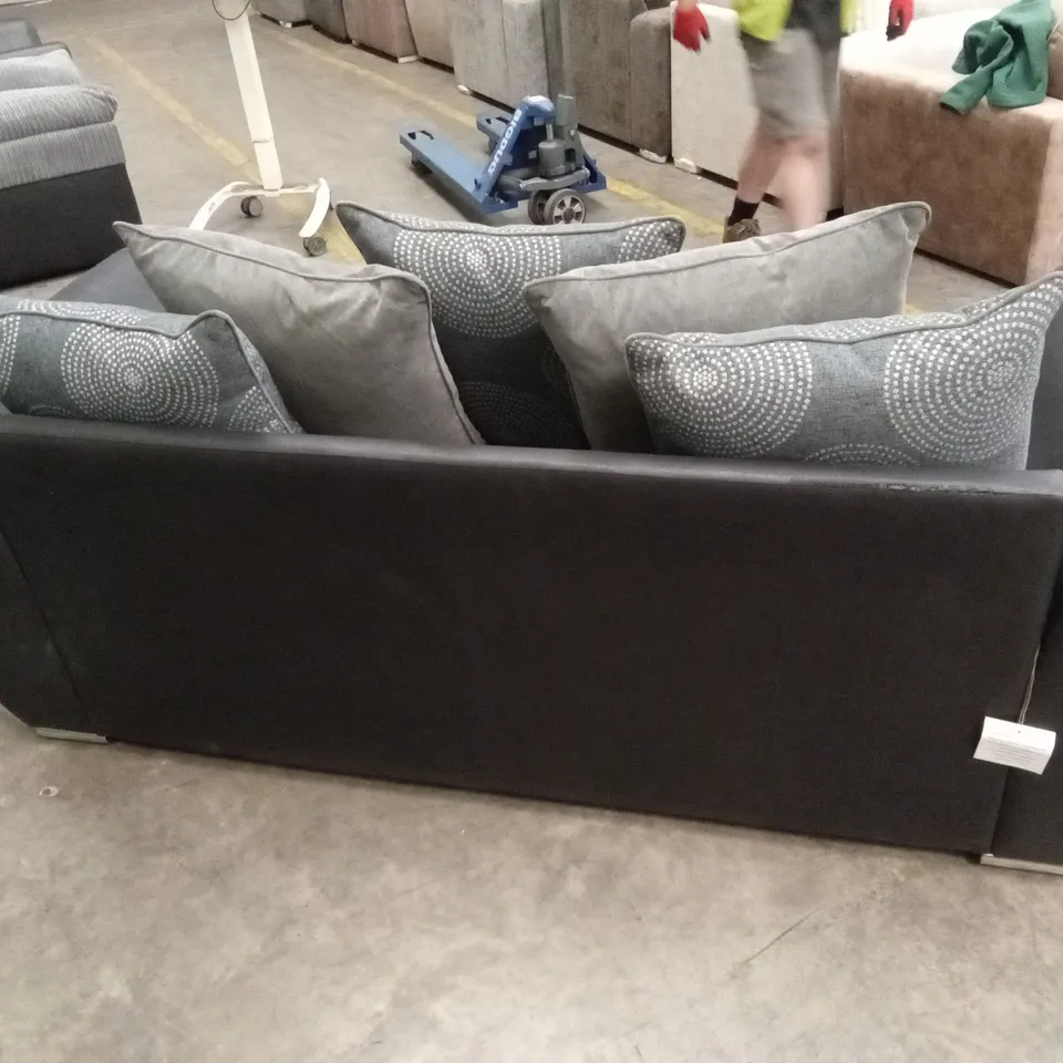 DANUBE FABRIC/FAUX LEATHER 3 SEATER SOFA RRP £599