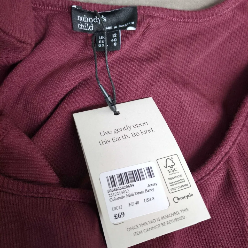 NOBODY'S CHILD COLORADO MIDI DRESS BERRY – UK 12 (EU 40, US 8) SLEEVELESS MIDI DRESS