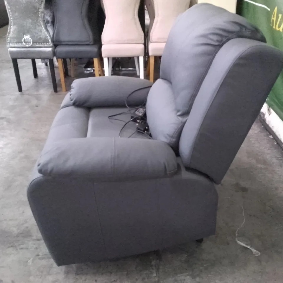 QUALITY DESIGNER CHICAGO ELECTRIC RECLINER CHAIR - GREY LEATHER