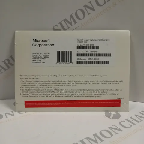 SEALED MICROSOFT WINDOWS 10 PRO 64 BIT DVD VERSION SOFTWARE 