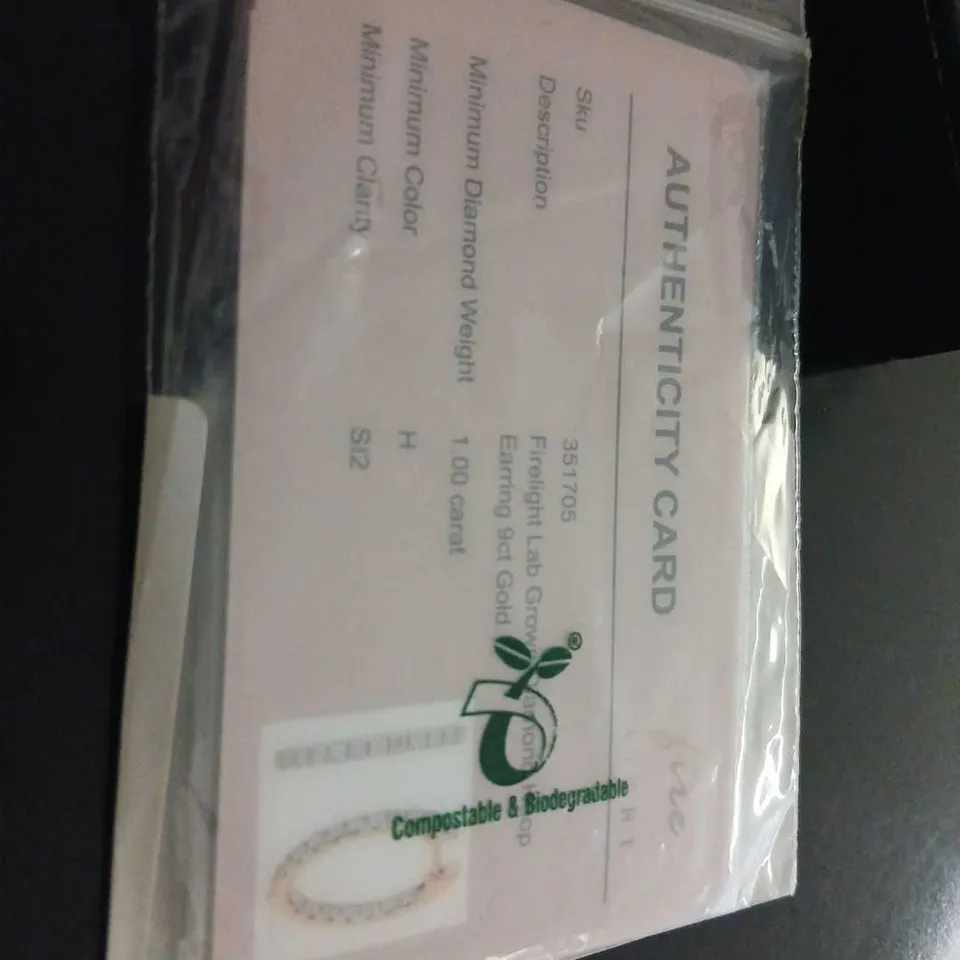 FIRE LIGHT 1CT DIAMOND LAB GROWN HOOP EARRINGS 9CT GOLD