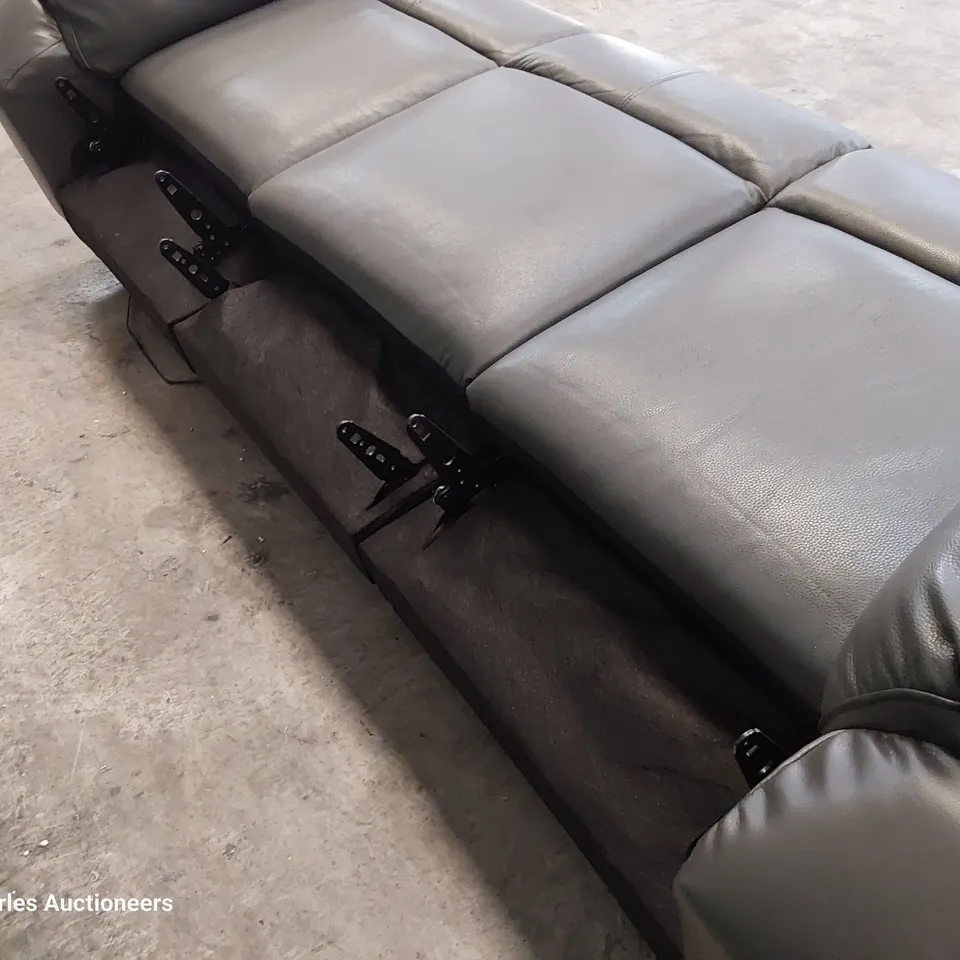 THREE SEATER MANUAL RECLINING THREE SEATER SOFA BASE GREY LEATHER 