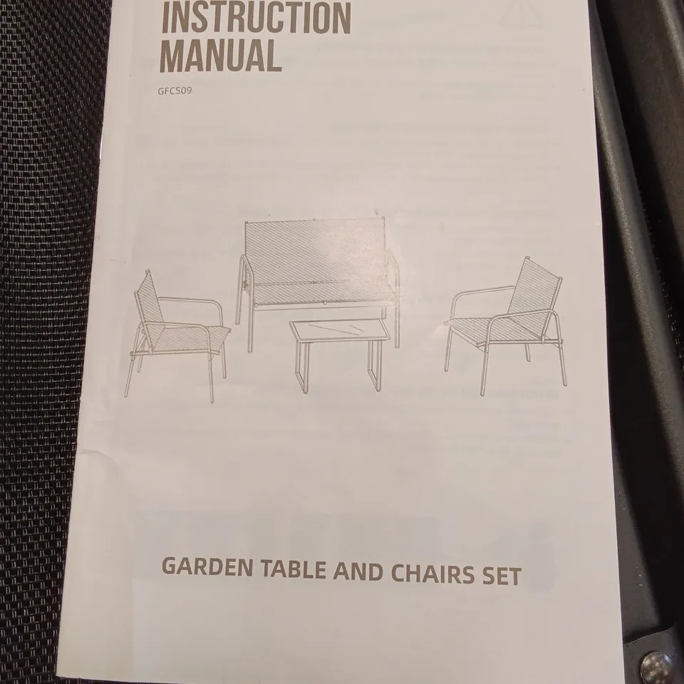 BOXED GARDEN TABLE AND CHAIRS SET - BLACK (1 BOX)
