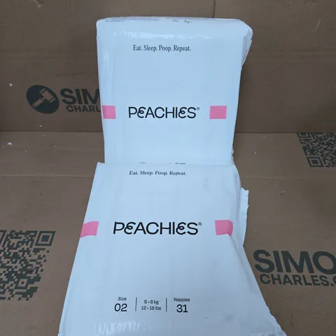 2 X PEACHIES PREMIUM SUSTAINABLE NAPPIES - SIZE 02 - 31 NAPPIES PER PACK 