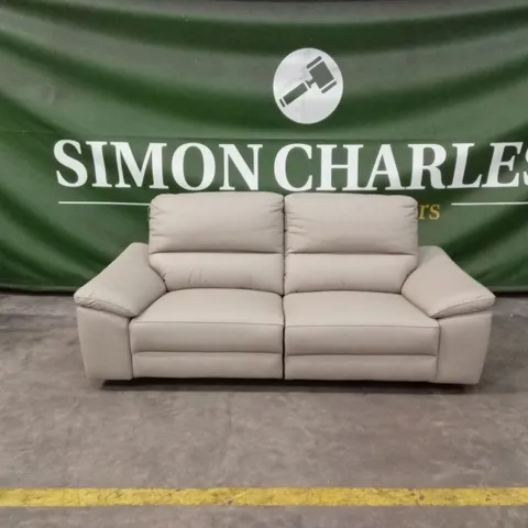 PAVILION 3 SEATER LEATHER/FAUX LEATHER POWER RECLINER SOFA - SOFT GREY
