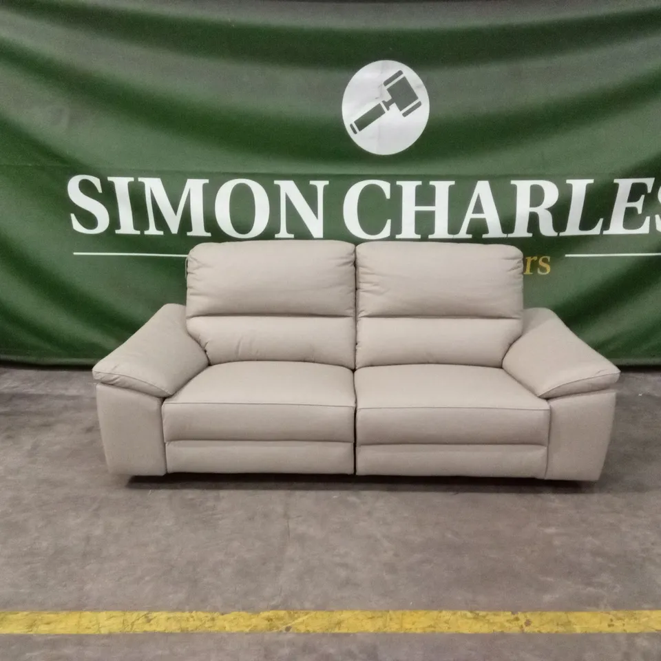 PAVILION 3 SEATER LEATHER/FAUX LEATHER POWER RECLINER SOFA - SOFT GREY RRP £1049
