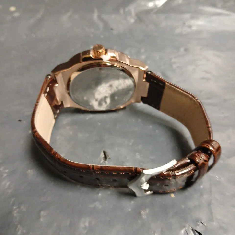 MENS FRANK SCHMIDT WATCH – TEXTURED DIAL WITH DATE – LEATHER STRAP