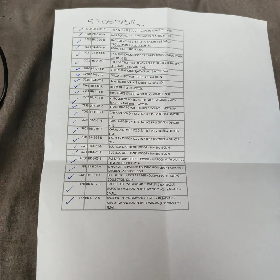 VEHICLE PARTS BUNDLE – BRAKE DISC ROTOR AND HIGH-VISIBILITY WORKWEAR (MIXED LOT)