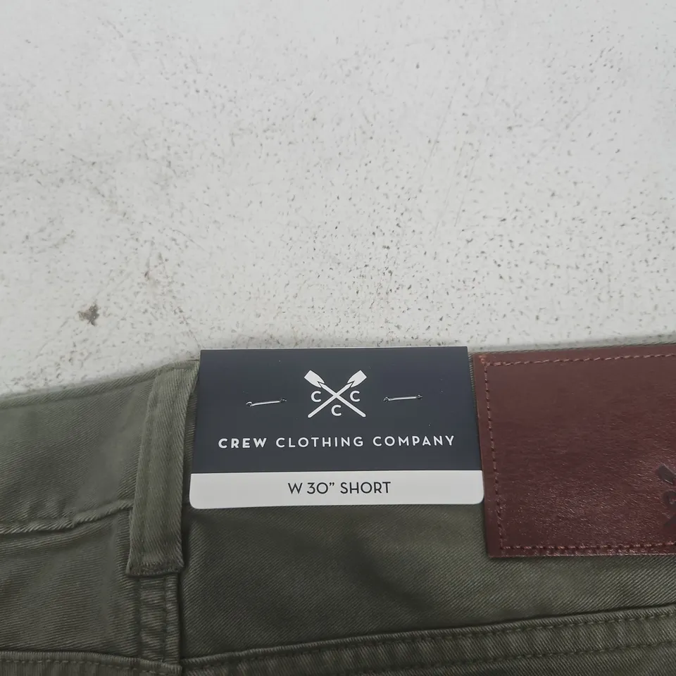 CREW CLOTHING COMPANY 5-POCKET BRUSHED TWILL TROUSERS – UK 30 SHORT OLIVE