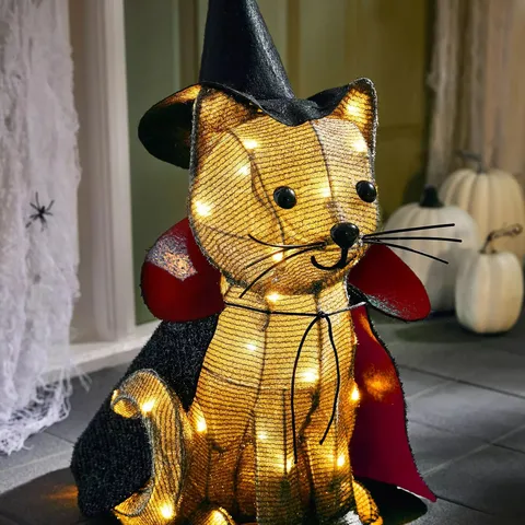 HALLOWEEN AND CHRISTMAS LIGHT-UP CAT DECORATION 