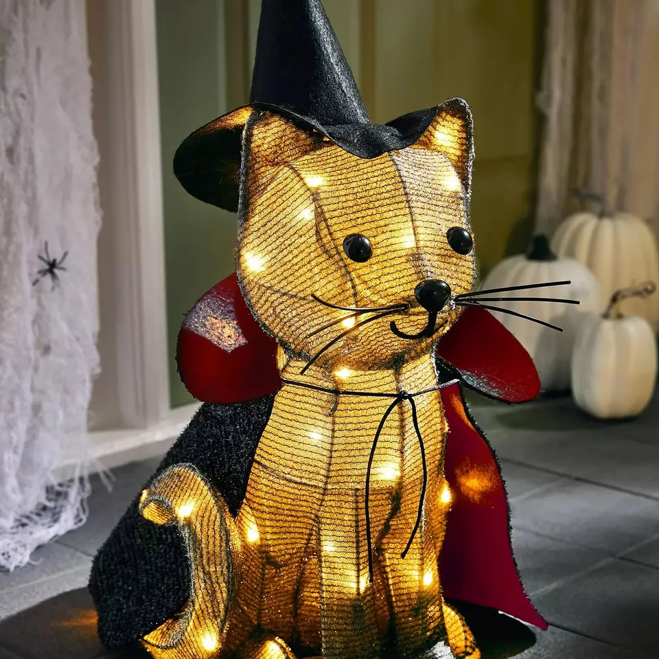 HALLOWEEN AND CHRISTMAS LIGHT-UP CAT DECORATION 