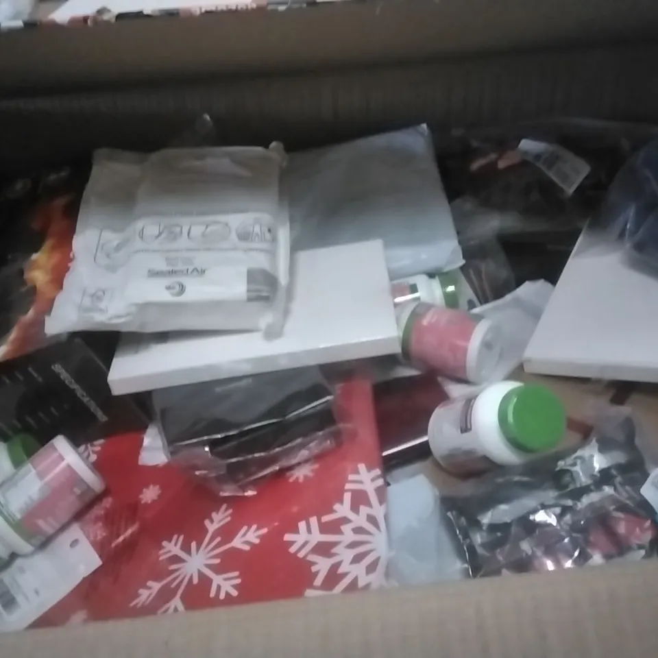 PALLET OF ASSORTED ITEMS INCLUDING WOOD STOVE FAN, SOLAR POWERED FOUNTAIN PUMP, TOWEL RAILS, CHRISTMAS TABLECLOTH, JUNGLE ANIMAL PARTY SUPPLIES, 2PCX POTATOE PEEL SET