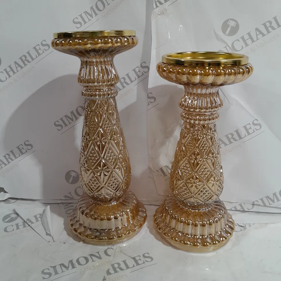 ALISON CORK SET OF 2 PRE-LIT GLASS CANDLE HOLDERS