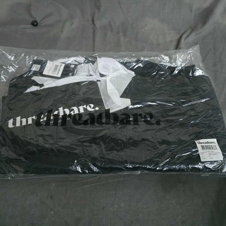 THREADBARE LADIES ISADORA CREW NECK CARDIGAN – BLACK, UK 10