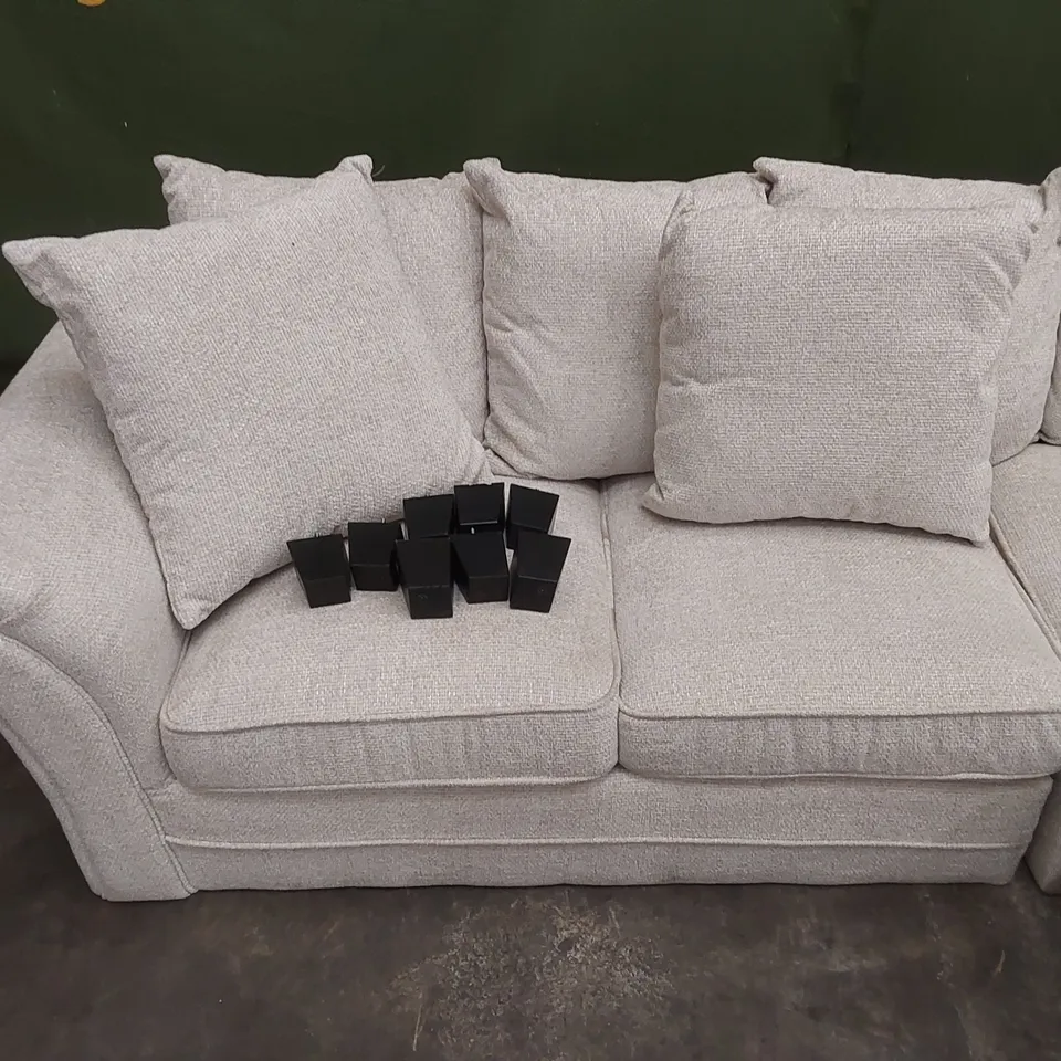 DESIGNER 5 SEATER LINEN UPHOLSTERED CORNER SOFA 