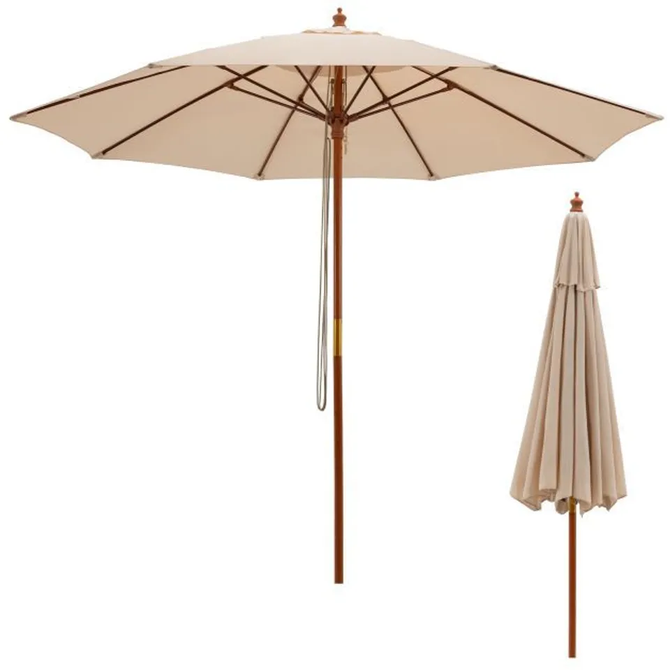 BOXED COSTWAY 2.83M GARDEN PARASOL WITH 3 GEAR POSITION IN BLUE