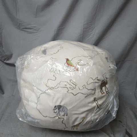 FERM LIVING THE WORLD POUF β OFF-WHITE (WORLD MAP DESIGN)