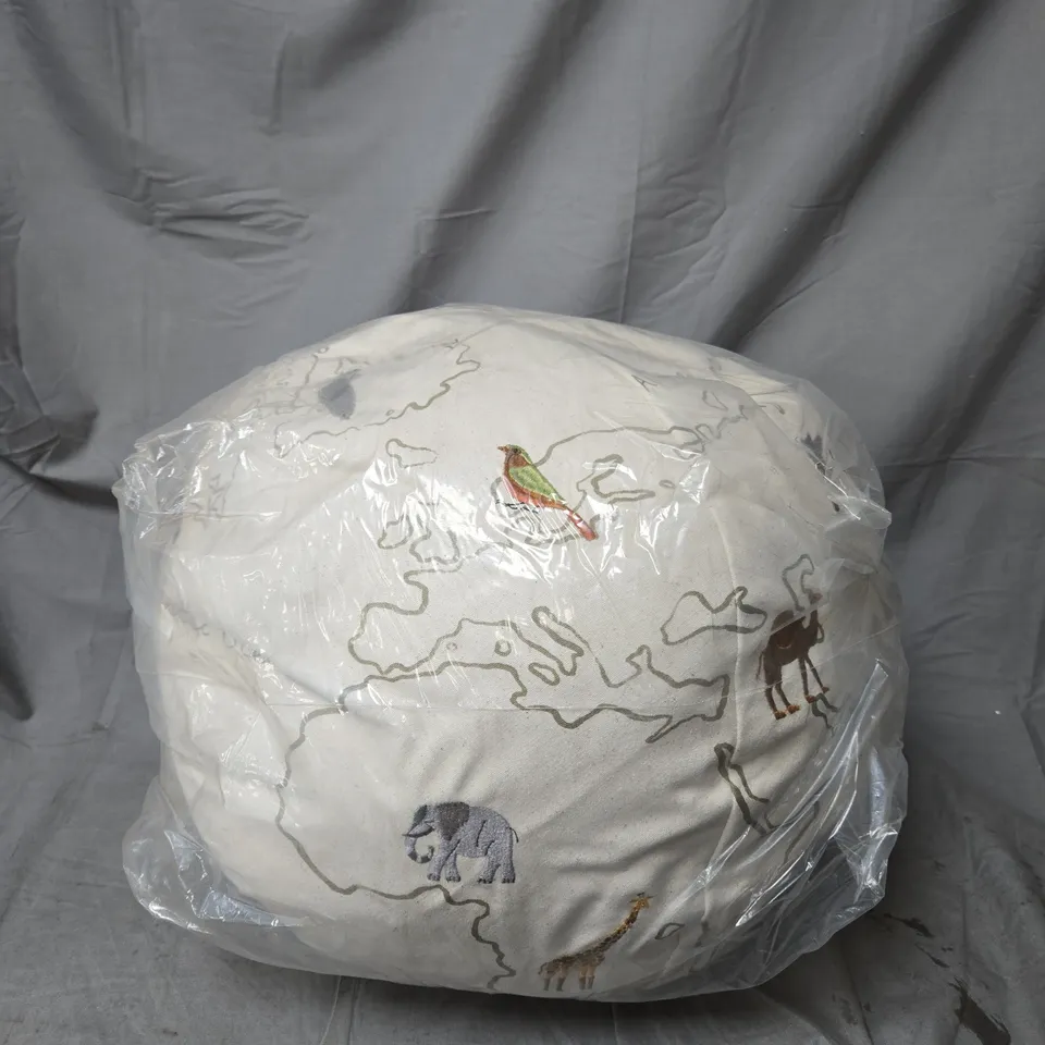 FERM LIVING THE WORLD POUF – OFF-WHITE (WORLD MAP DESIGN)