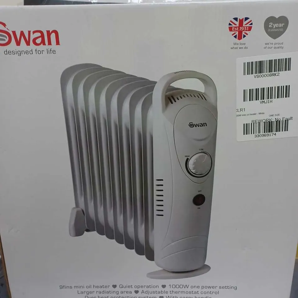 SWAN 1000W MINI OIL HEATER - WHITE RRP £29