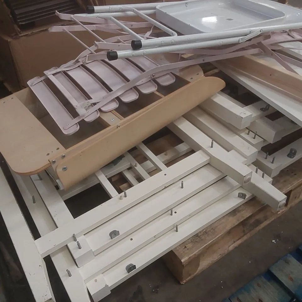 PALLET CONTAINING ASSORTED FURNITURE PARTS AND CHAIRS