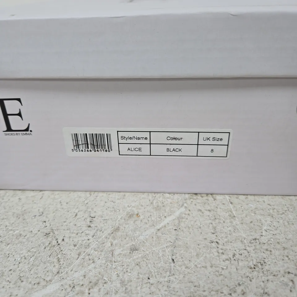 E. SHOES BY EMMA – ALICE BLACK LEATHER ANKLE BOOTS, UK 8 (BOXED)
