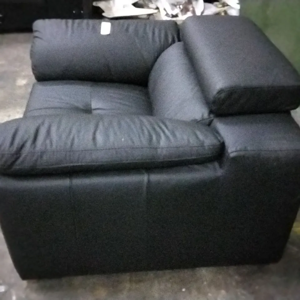 DESIGNER BLACK FAUX LEATHER ARM CHAIR WITH ADJUSTABLE HEADREST