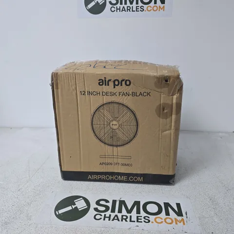 AIRPRO 12-INCH DESK FAN – BLACK (BOXED)