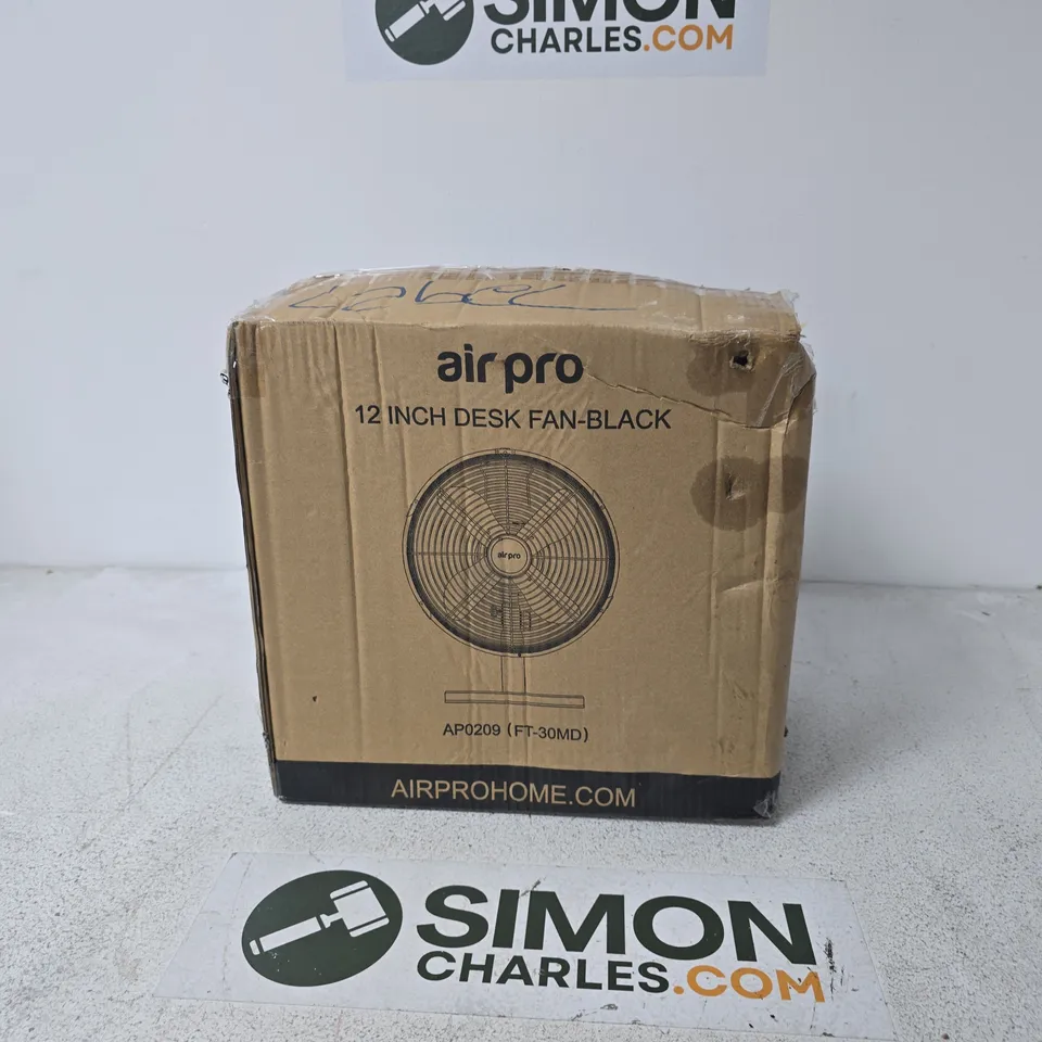 AIRPRO 12-INCH DESK FAN – BLACK (BOXED)