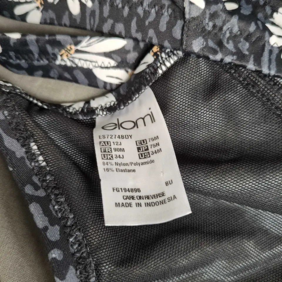 ELOMI FLORAL PRINT SWIM TOP – NAVY WITH WHITE FLOWERS, UK 34J