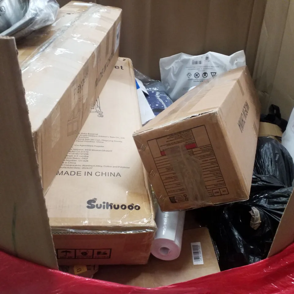 PALLET CONTAINING ASSORTED PRODUCTS INCLUDING BABY PLAYPEN, MULTIFUNCTIONAL FOOD PROCESSOR, BUG-A-SALT 3.0 & SELF HEALING CUTTING MAT 