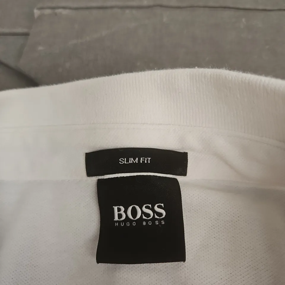 HUGO BOSS SLIM FIT WHITE POLO SHIRT