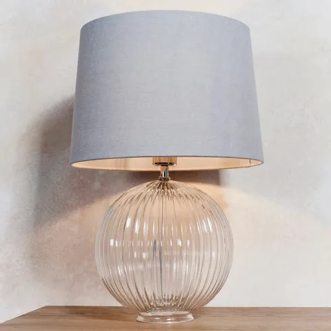 BOXED ENDON JEMMA 1 LIGHT TABLE LAMP BASE ONLY CLEAR RIBBED GLASS
