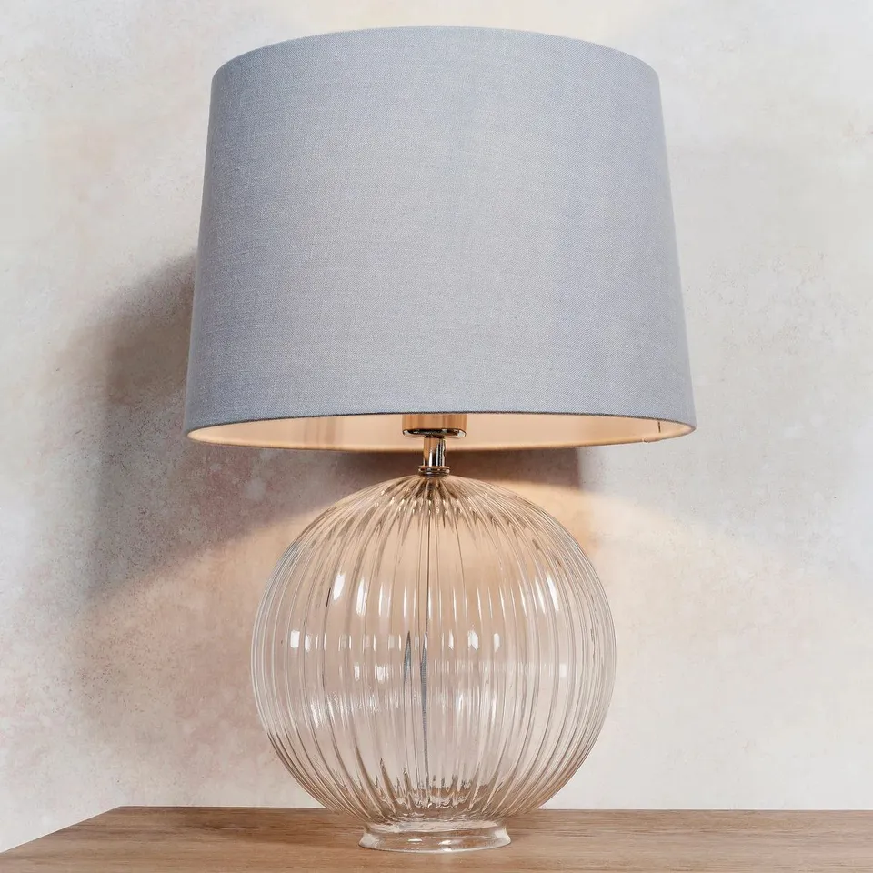 BOXED ENDON JEMMA 1 LIGHT TABLE LAMP BASE ONLY CLEAR RIBBED GLASS