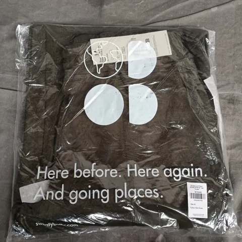 BAGGED SWEATY BETTY LONDON ESCAPE LUXE FLEECE RIBBED WIDE-LEG TROUSERS – SIZE M, COLOUR NORI GREEN