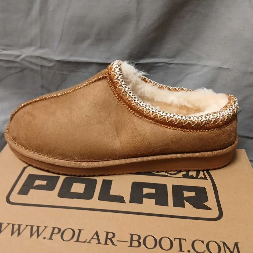 POLAR WOMEN'S FUR-LINED SHOES – CHESTNUT, UK 5, BOXED