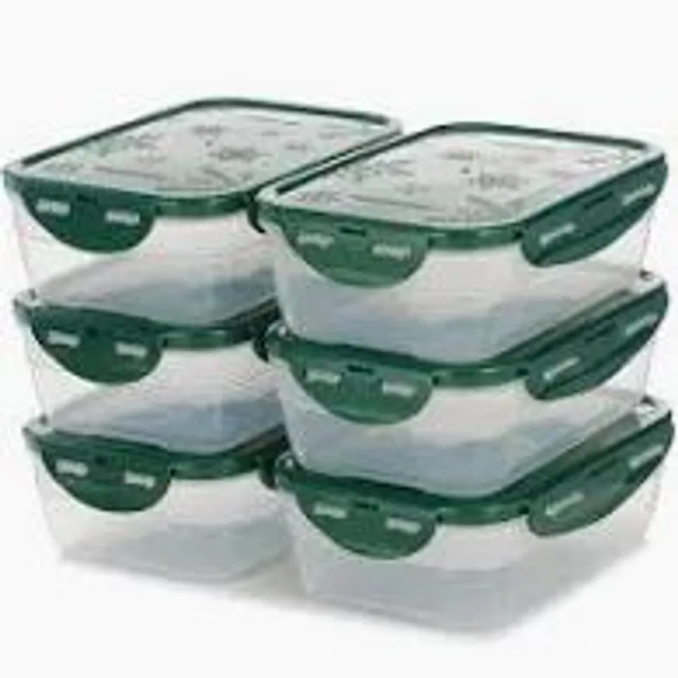 BOXED LOCK & LOCK SET OF 7 PLASTIC FOOD STORAGE CONTAINERS IN VARIOUS SIZES IN GREEN