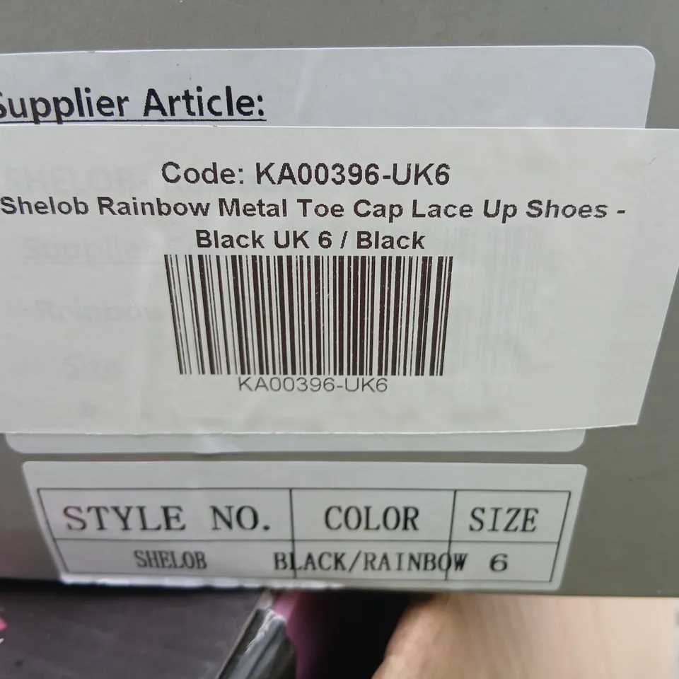 KOI SHELOB RAINBOW METAL TOE CAP LACE-UP SHOES, BLACK – UK 6