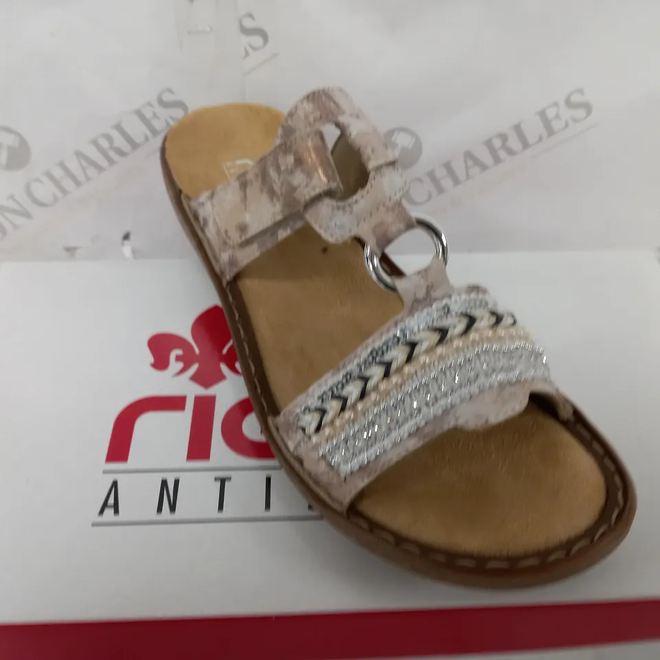 RIEKER ANTISTRESS OPEN TOE SANDALS IN ROSE - SIZE 39