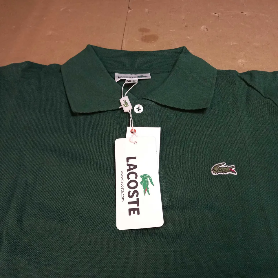 LACOSTE LOGO POLO SHIRT IN GREEN SIZE M