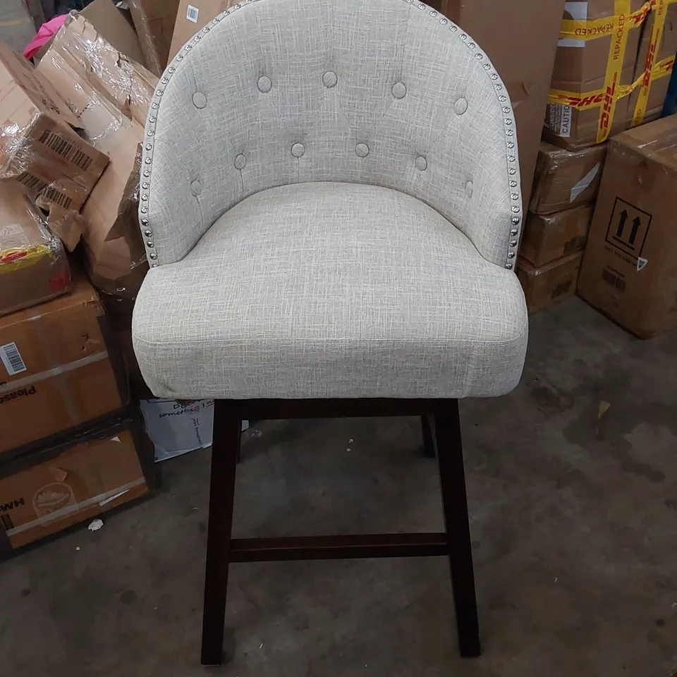 COSTWAY LINEN FABRIC SWIVEL BAR STOOL