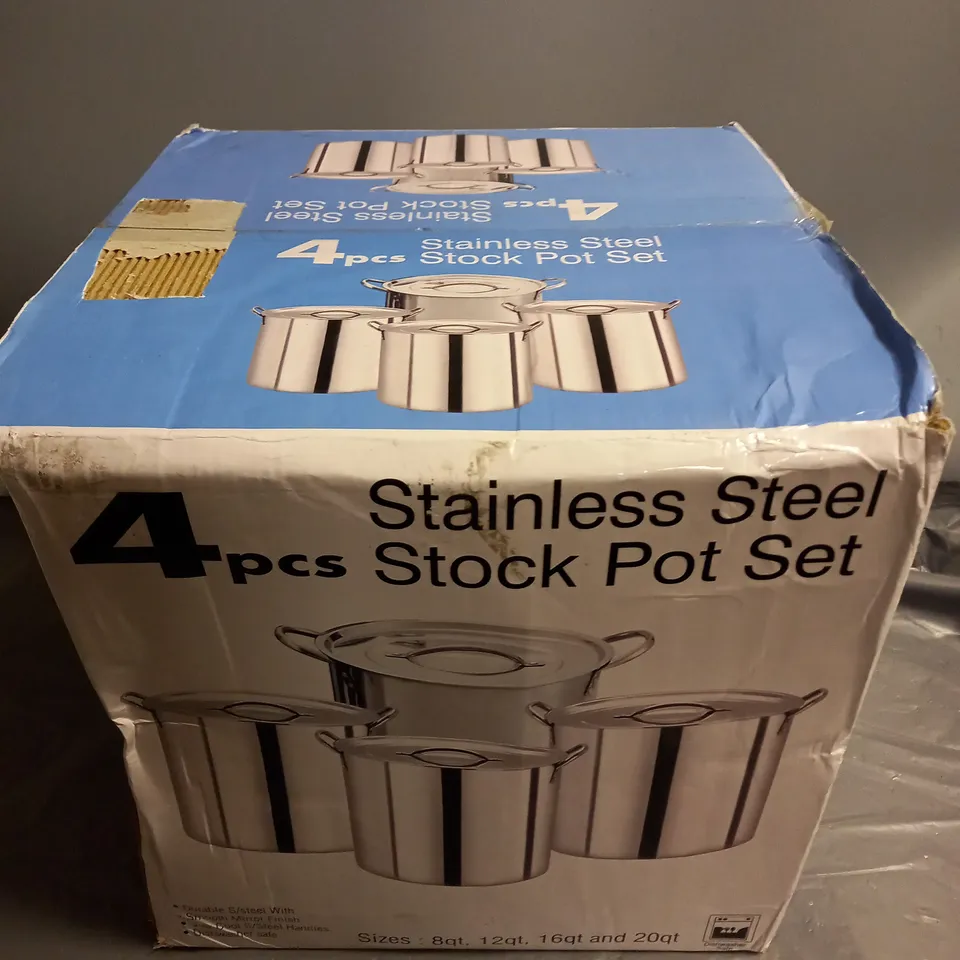 BOXED 4PC STAINLESS STEEL STOCK POT SET