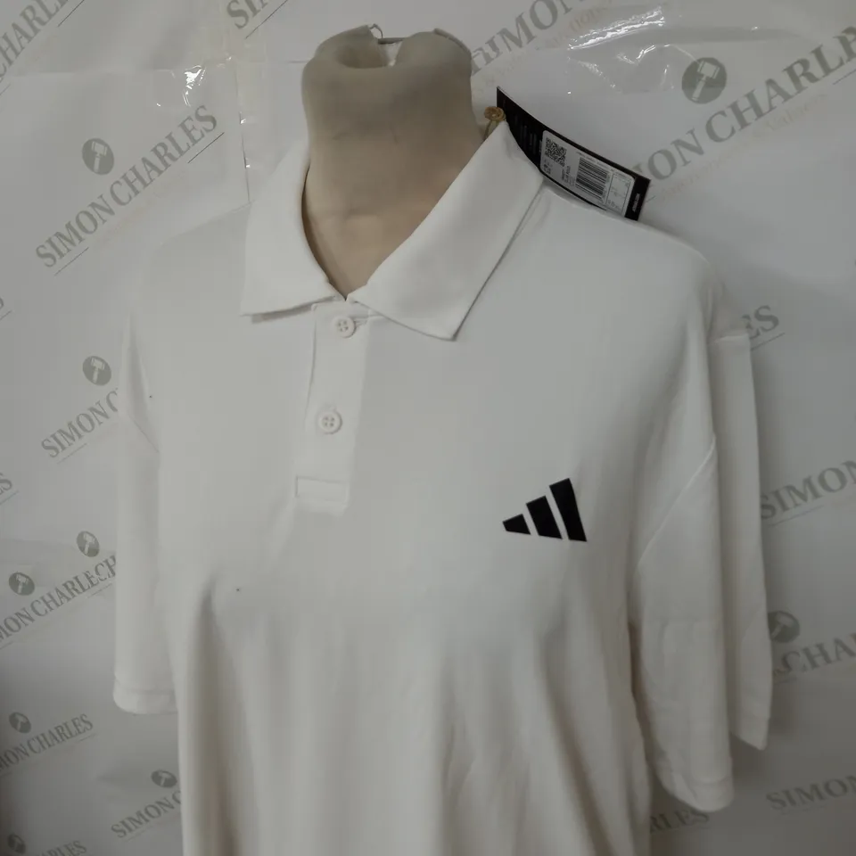 ADIDAS LOGO WHITE POLO SHIRT SIZE L